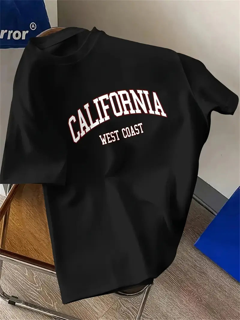 Drop Shoulder Print T-Shirt - California