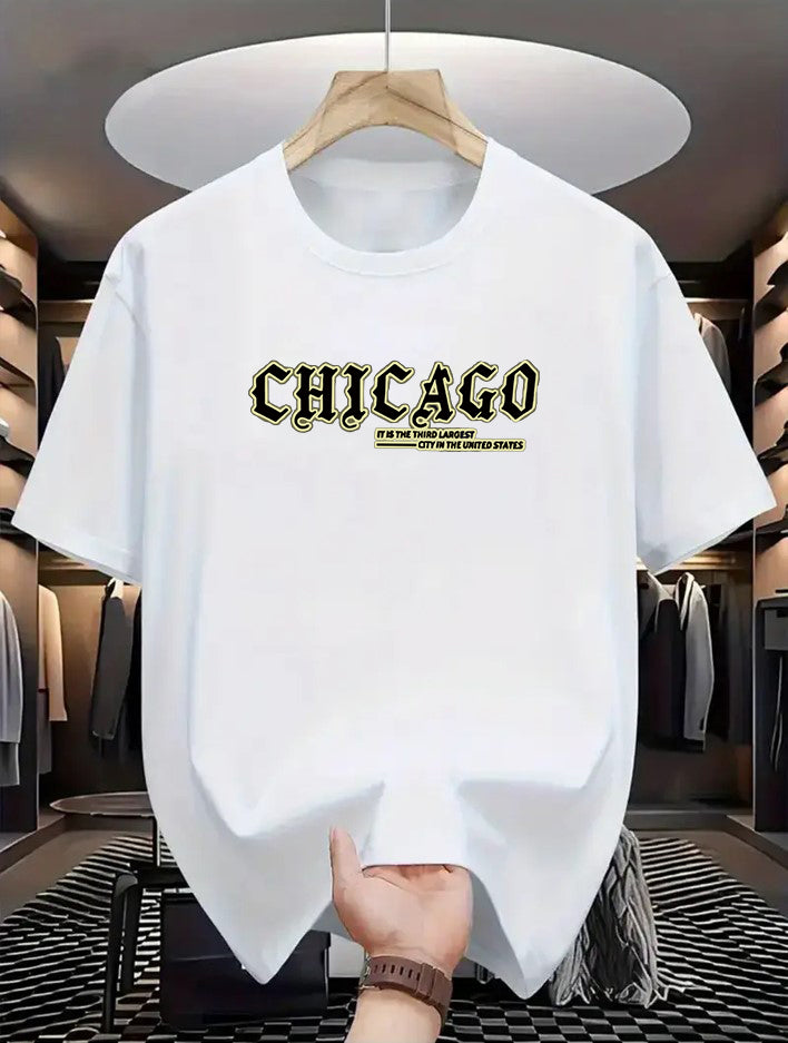 Drop Shoulder Print T-Shirt - Chicago