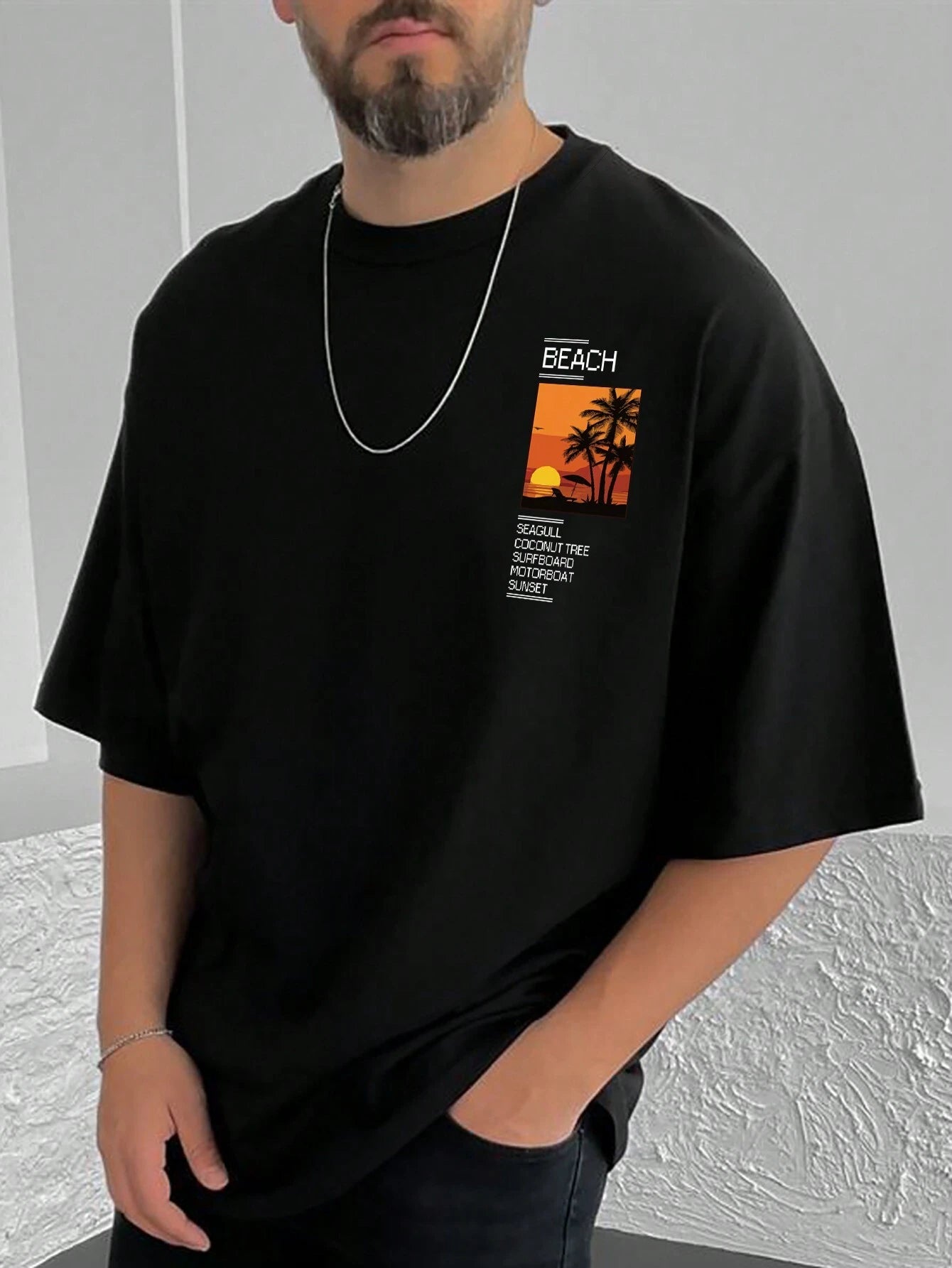 Drop Shoulder Print T-Shirt - Scenario