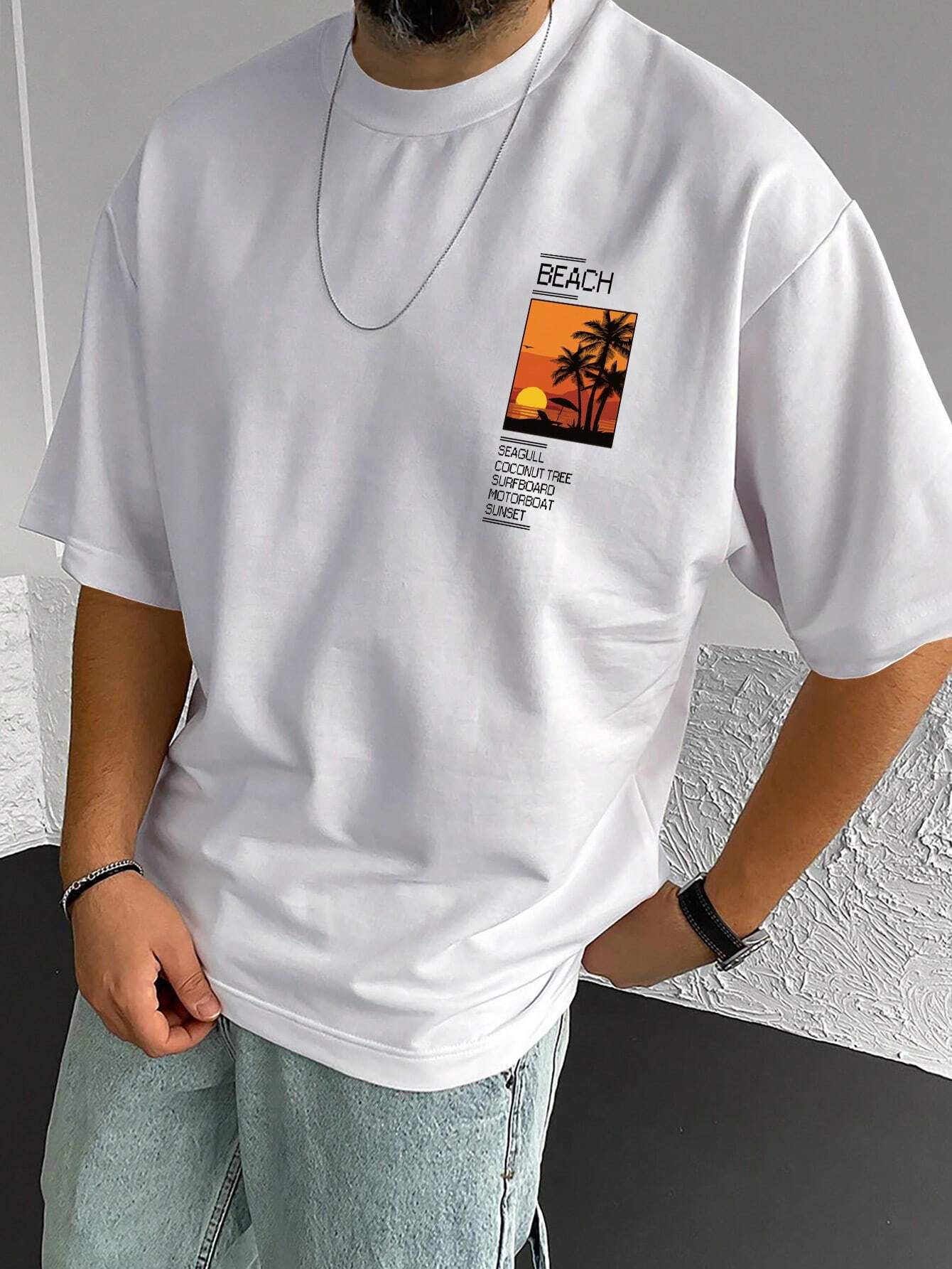Drop Shoulder Print T-Shirt - Scenario