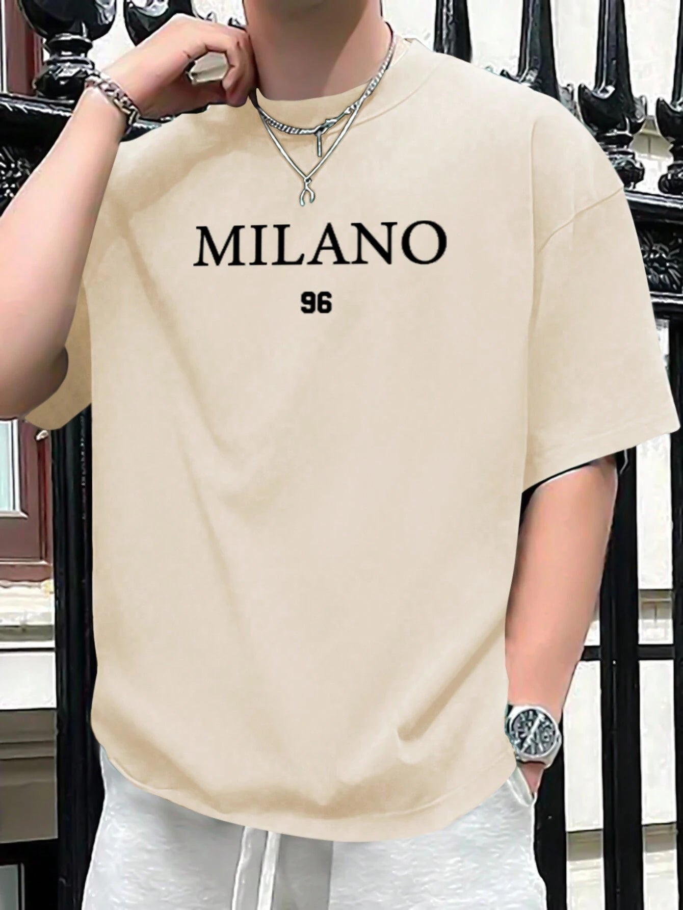 Drop Shoulder Print T-Shirt - Milano 96