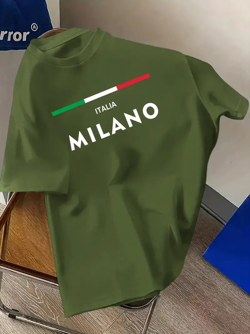 Drop Shoulder Print T-Shirt - Milano Stripe