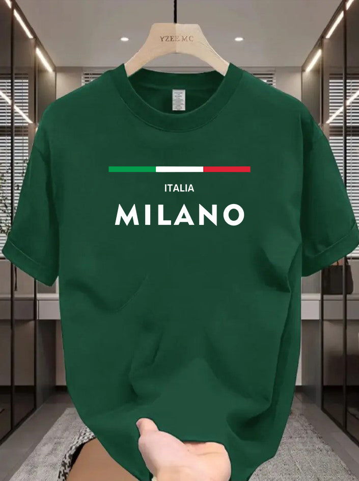 Drop Shoulder Print T-Shirt - Milano Stripe