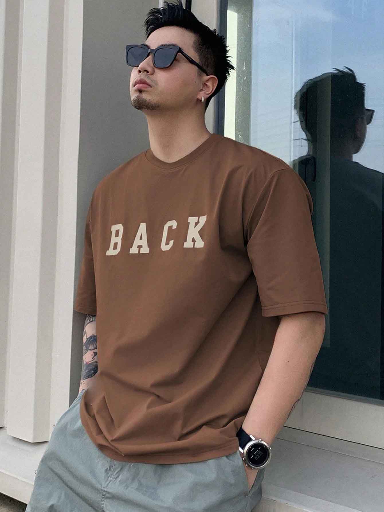 Drop Shoulder Print T-Shirt - Back Design