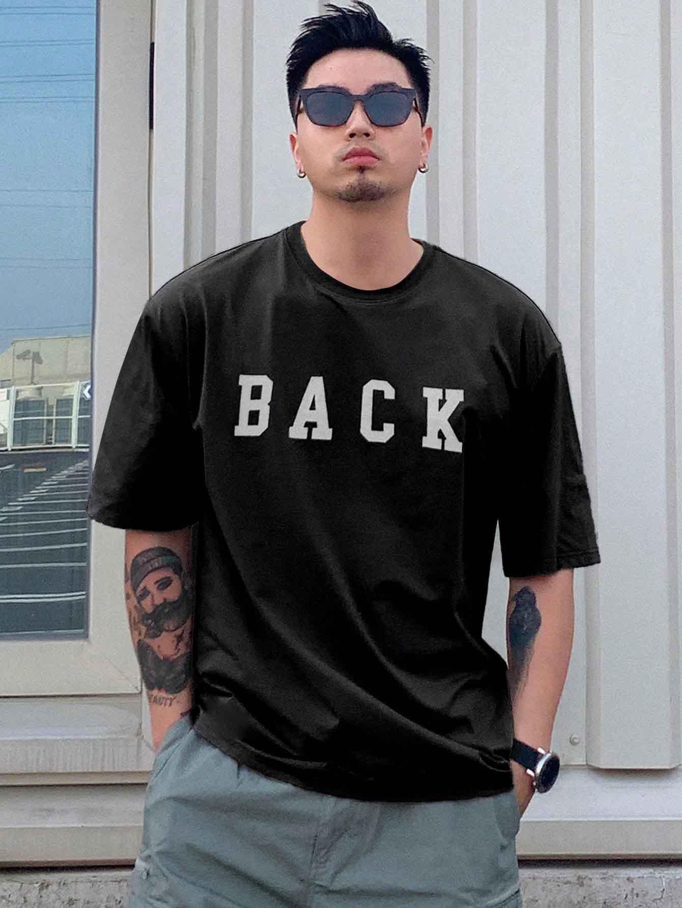 Drop Shoulder Print T-Shirt - Back Design