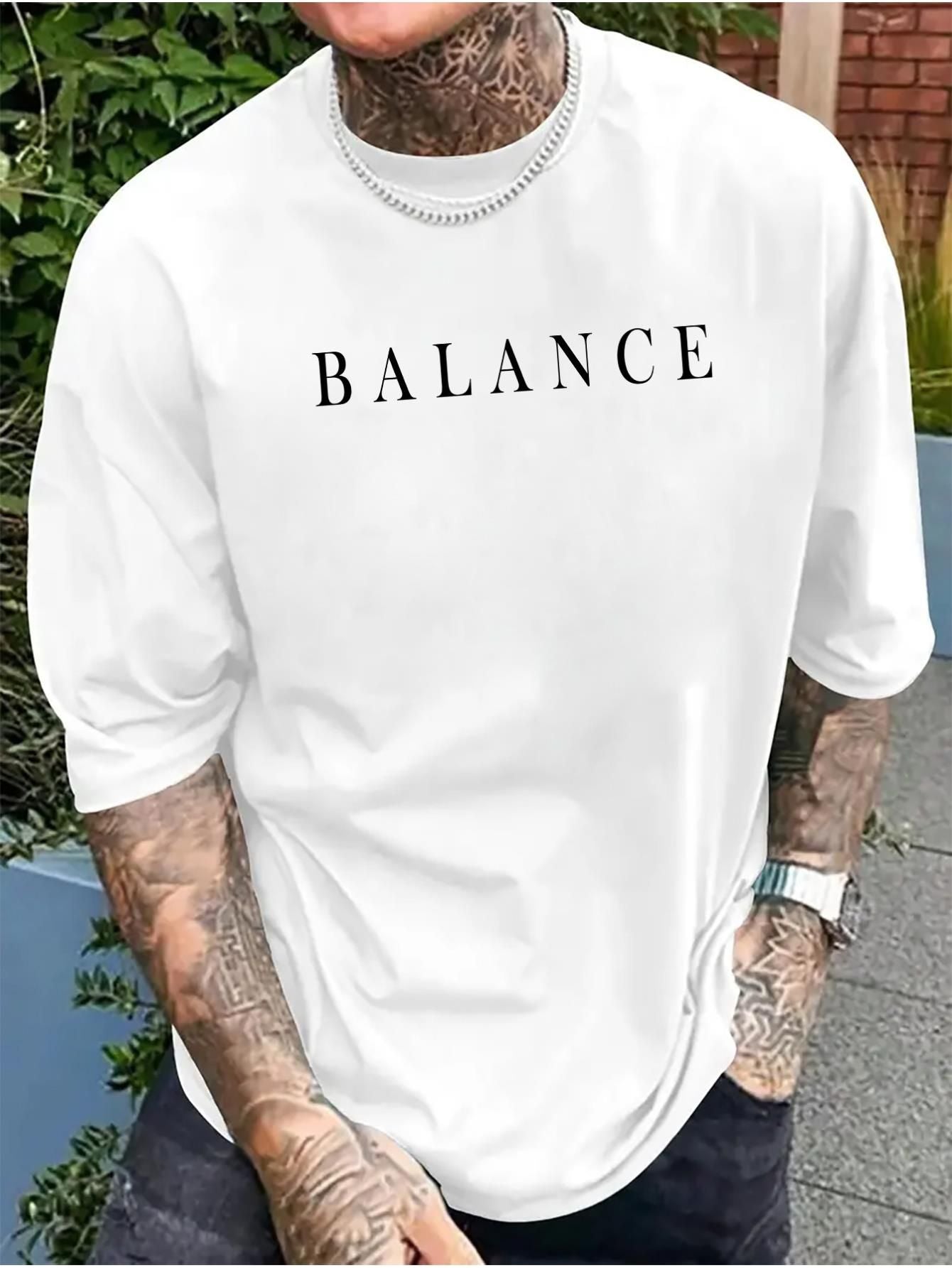 Drop Shoulder Print T-Shirt - Balance