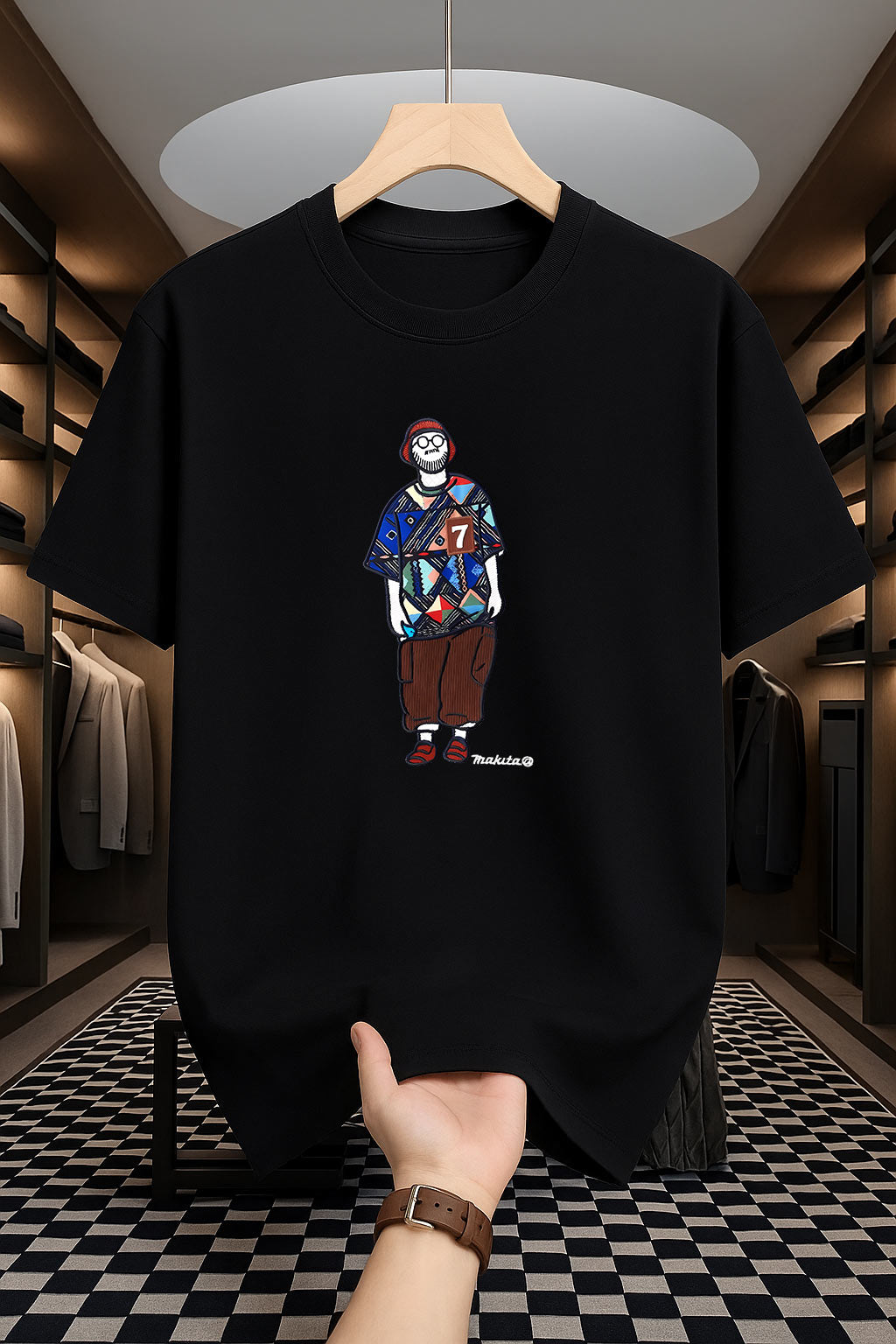 Drop Shoulder Print T-Shirt - Makuta Design