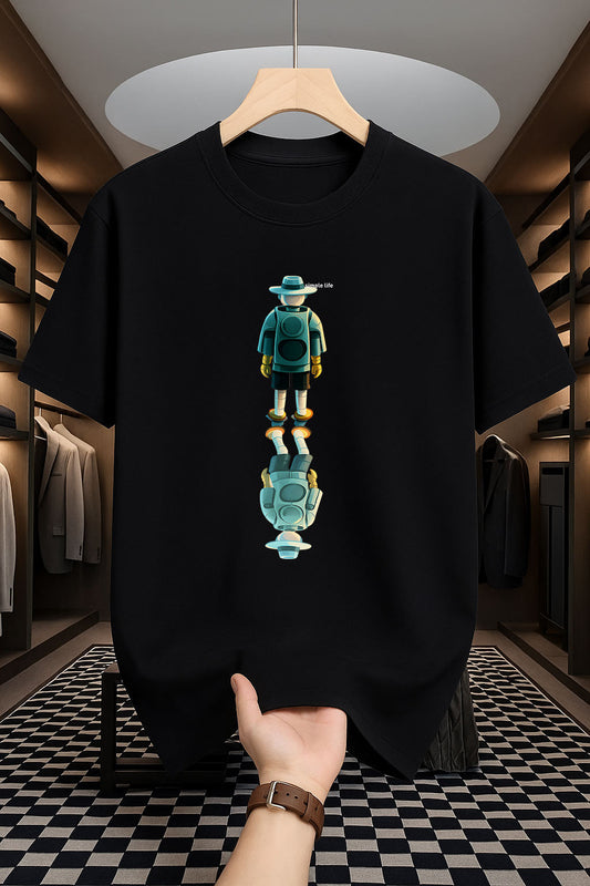 Drop Shoulder Print T-Shirt - Simple life Design