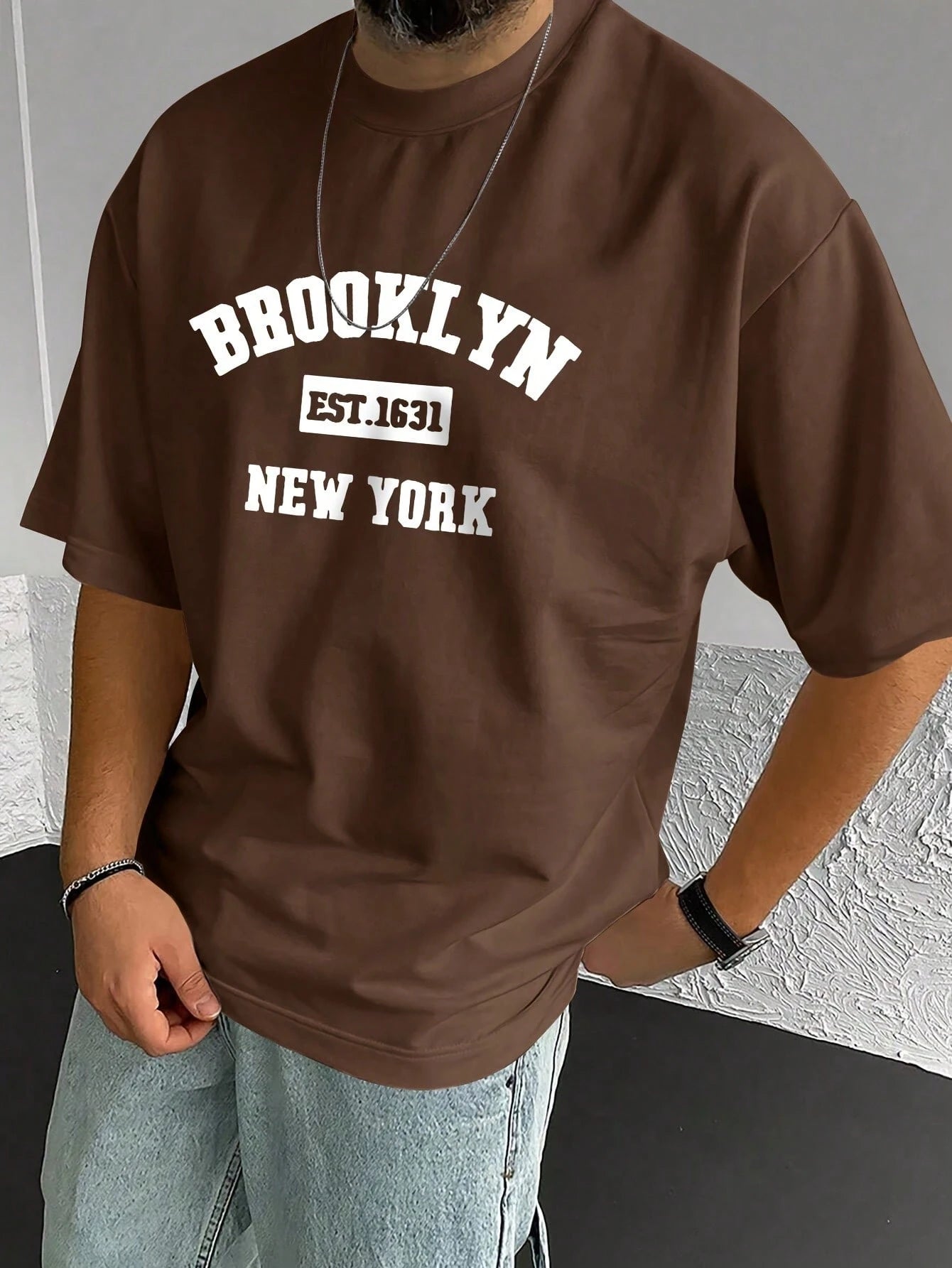 Drop Shoulder Print T-Shirt - Brooklyn