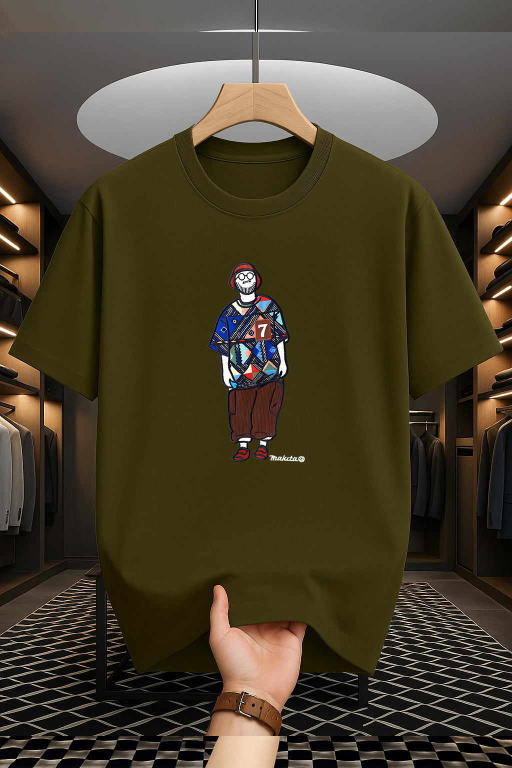 Drop Shoulder Print T-Shirt - Makuta Design