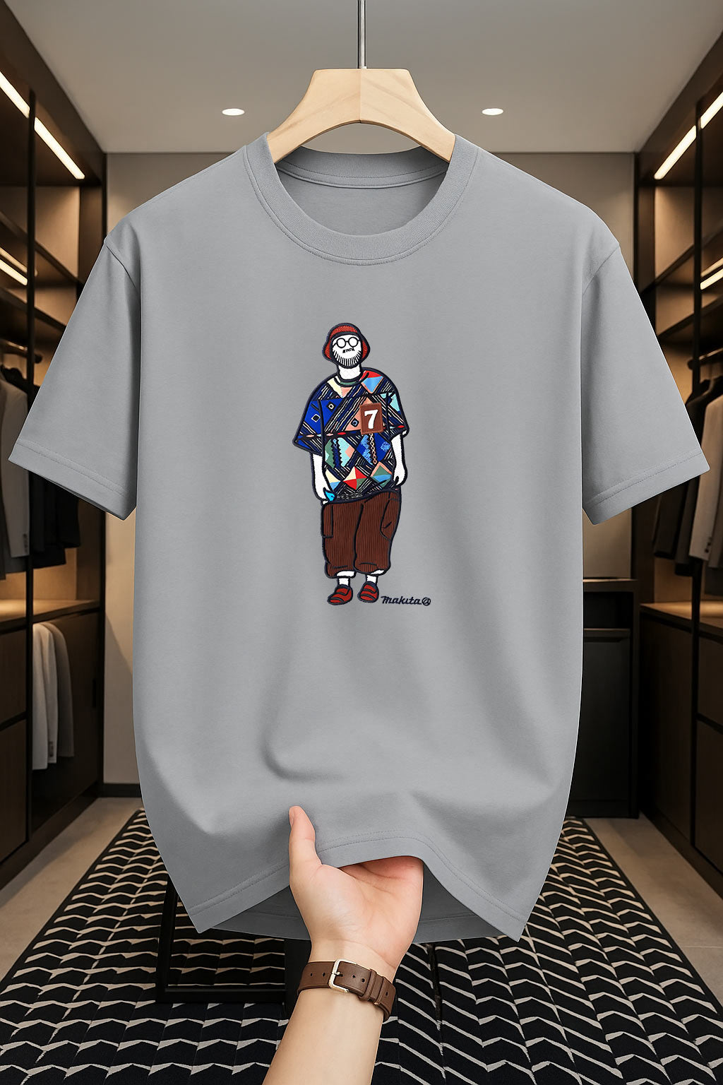 Drop Shoulder Print T-Shirt - Makuta Design