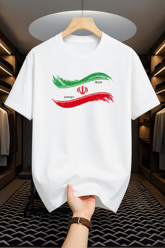 Drop Shoulder Print T-Shirt - S*upport I*R*A*N Design