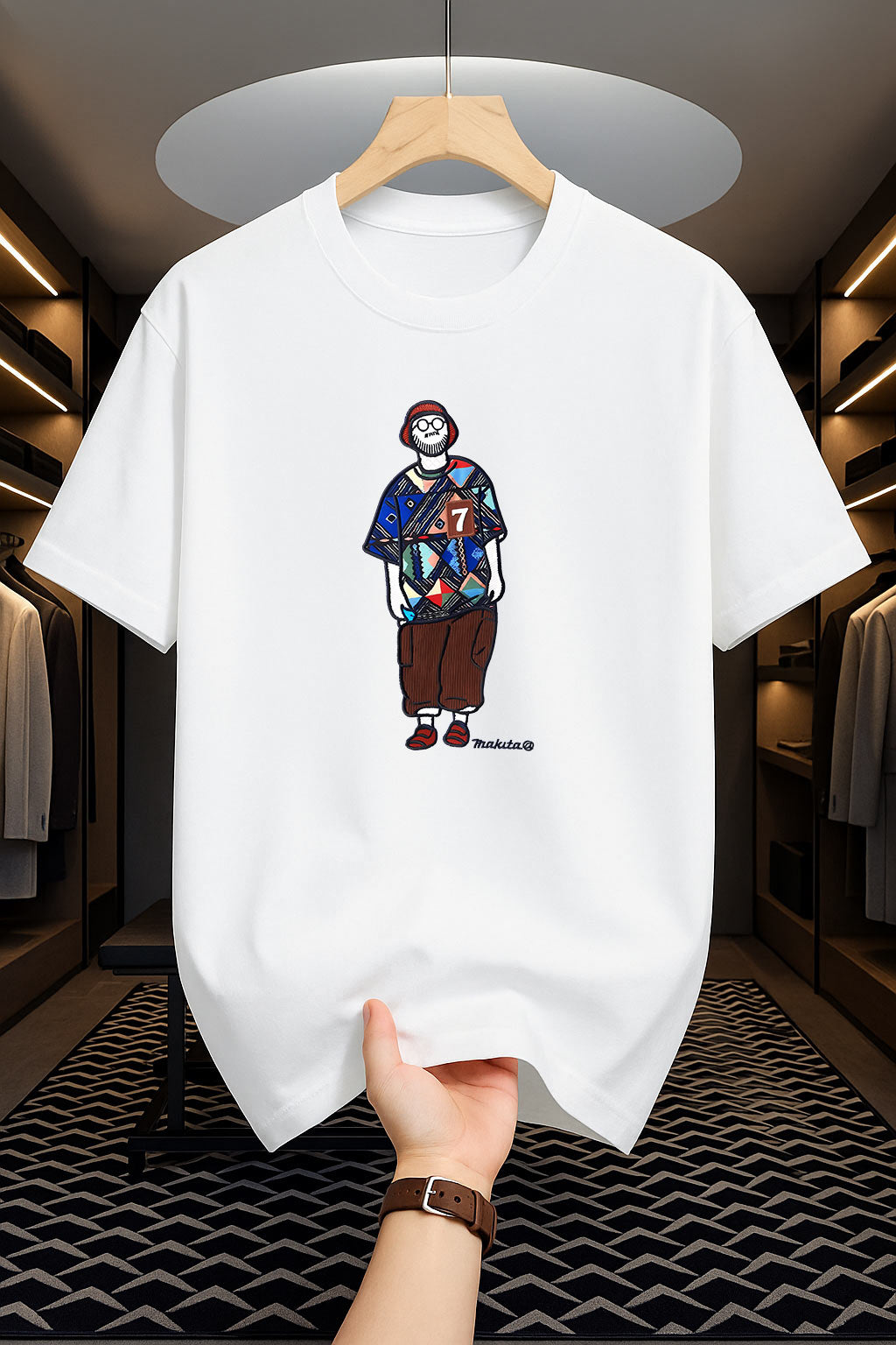 Drop Shoulder Print T-Shirt - Makuta Design