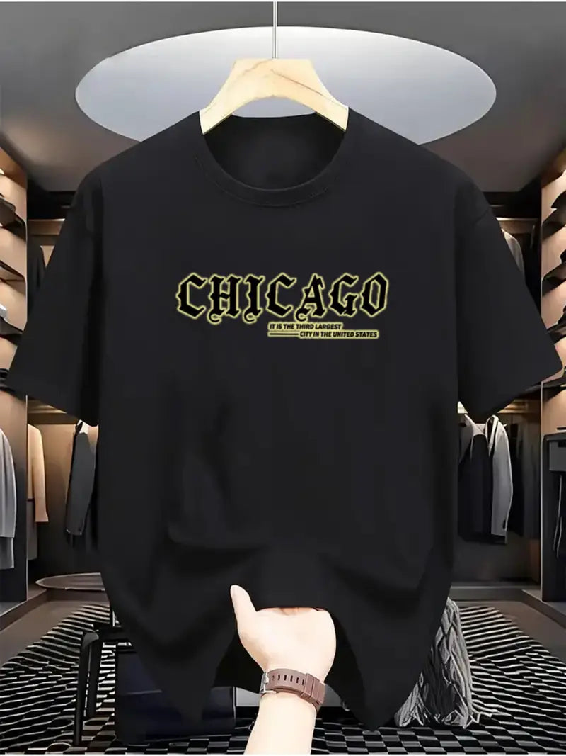 Drop Shoulder Print T-Shirt - Chicago