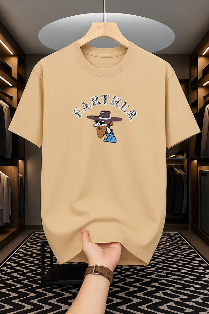 Drop Shoulder Print T-Shirt - Farther Design