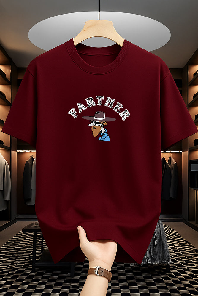 Drop Shoulder Print T-Shirt - Farther Design
