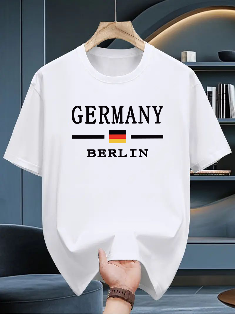 Drop Shoulder Print T-Shirt - Germany Stripe