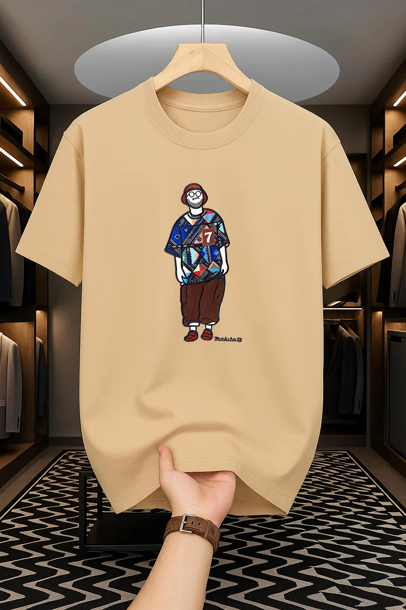 Drop Shoulder Print T-Shirt - Makuta Design