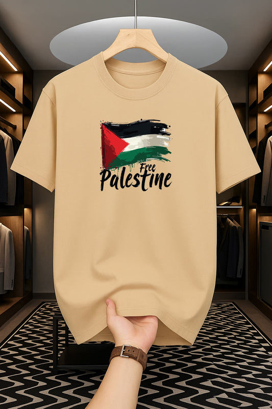 Drop Shoulder Print T-Shirt - F*ree P*alestin*e Design