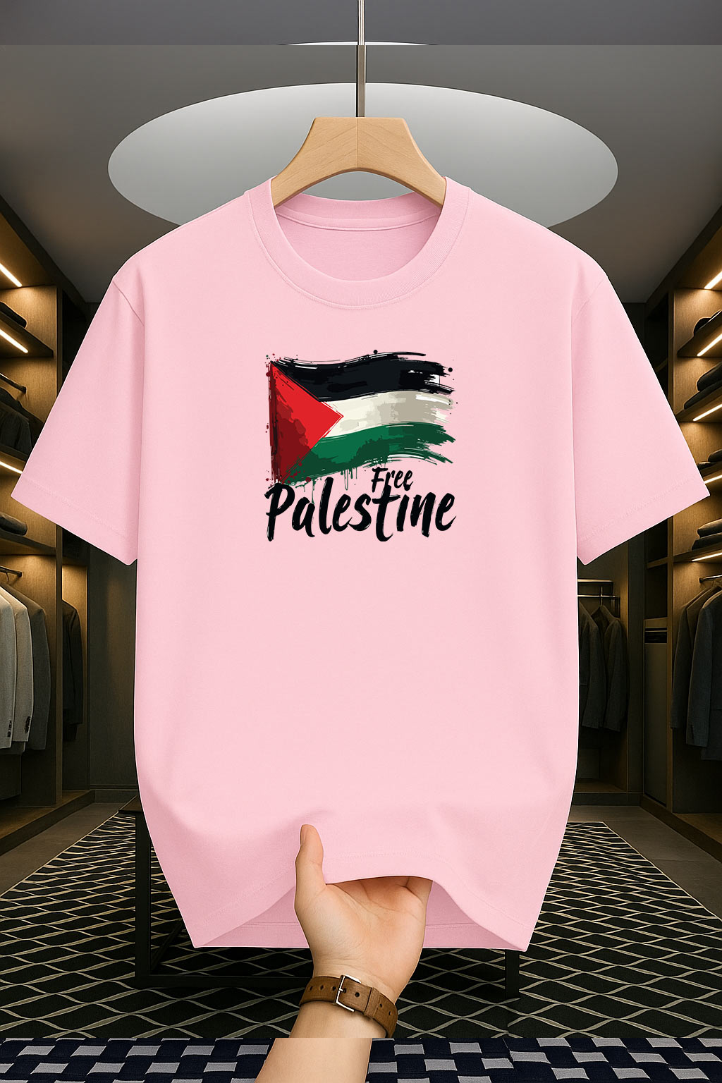 Drop Shoulder Print T-Shirt - F*ree P*alestin*e Design