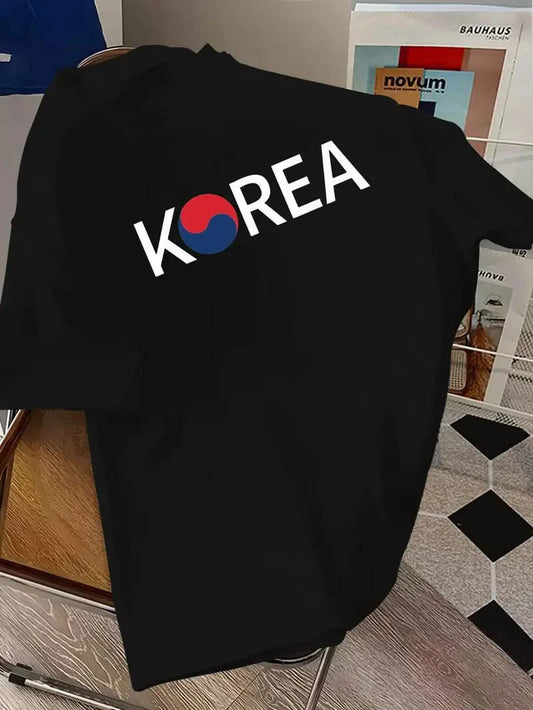 Drop Shoulder Print T-Shirt - Korea Design